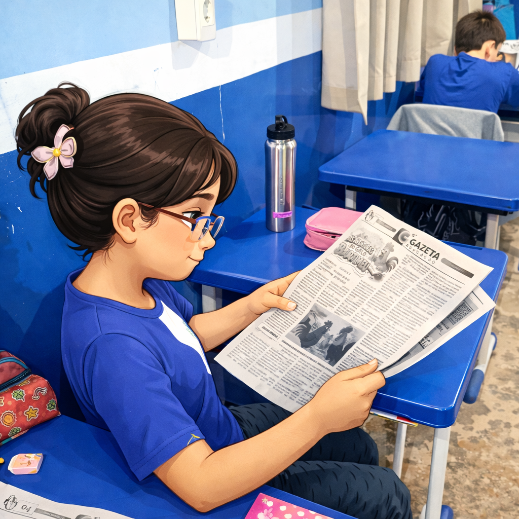 Jornal em sala de aula estimula leitura e interpretação na escola Marlene Vilarinho